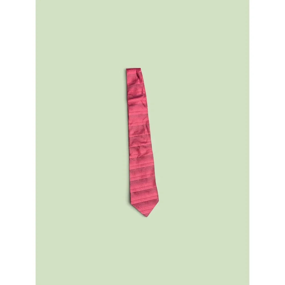 Murano Mens Red Textured Grid Pattern 100% Silk Necktie Formal Business Tie